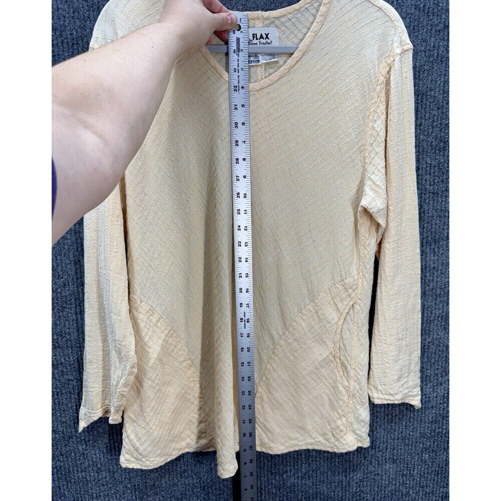 Flax by Jeanne Engelhart Tunic Top Women’s Medium Soft Yellow 100% Linen Pockets - Picture 9 of 9